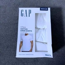 Gap Men's 3-Pk. Cotton Crew Neck Undershirt Classic-Fit White T-Shirt Medium M