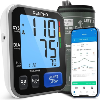 #ad RENPHO Smart Bluetooth Blood Pressure Monitor Wide Cuff Multi User Home NEW $33.59