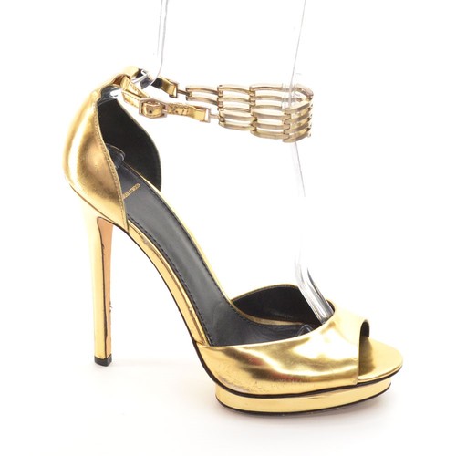 Scarpe da donna Brian Atwood Cassise decolte alla caviglia in metallo con tacco in pelle oro 8,5 M - Foto 4 di 7