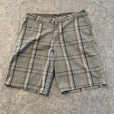 O'Neill Shorts Mens 34 Gray Plaid Poly Viscose
