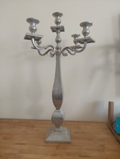 Candelabra 5 Armed Silver Coloured Aluminium - 79.5cm Tall - Read Description