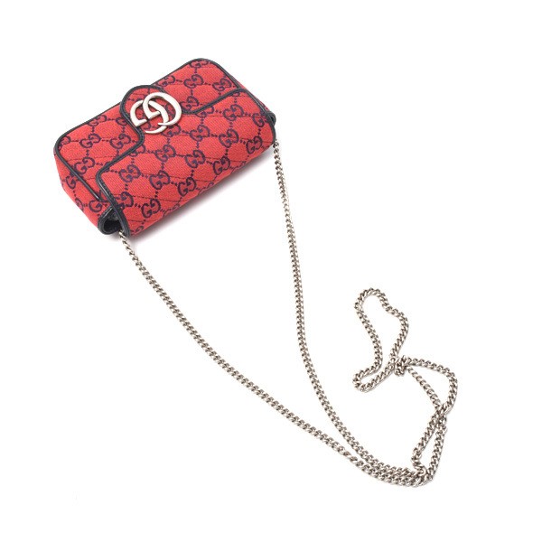 GUCCI GG Marmont Mini Chain Shoulder Bag Red Canvas 661332 504810