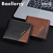 Men RFID Blocking Slim Bifold Leather Front Pocket Wallets ID/Credit Card Holder