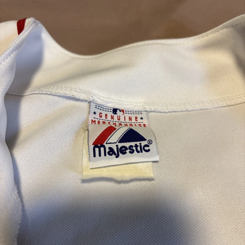 Majestic Jersey Juvenil Pequeño Blanco Rojo Los Angeles Angels Abotonado Foto 3 de 4