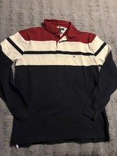 VINTAGE Tommy Hilfiger Rugby Polo Shirt Large Regular Fit Long Sleeve