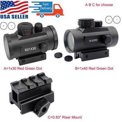 1x 40mm/1x30mm Red Green Dot Sight Scope/0.83 Inch 3 Slot Riser Scope Mount