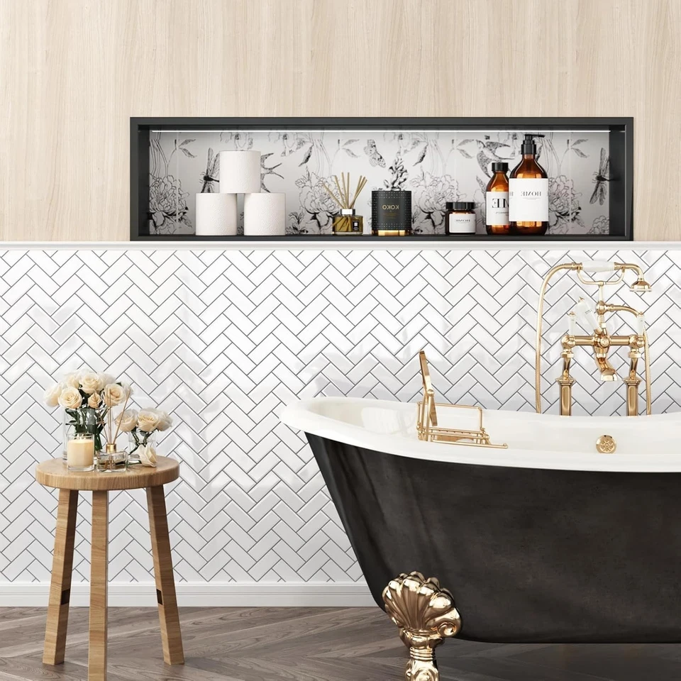 Yullpaper 3D Fliesenaufkleber 10x 30x30cm Vinyl Selbstklebend Küche Bad Mosaik W - Bild 4 von 4