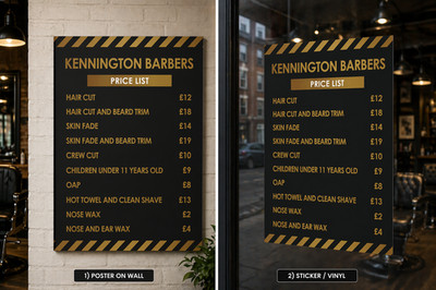 Barber Shop Preis Salon Liste Werbung Preise Poster Vinyl Aufkleber A5 A4 A3 A2