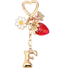 Qiansail Initial Bag Charms for Women Gold Letter Keychain with Gold-f