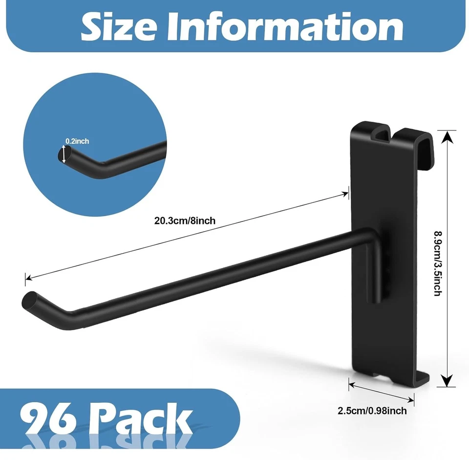 96-Pack Heavy Duty Black 8-Inch Gridwall Hooks for Ultimate Display Solutions - Image 4 of 4