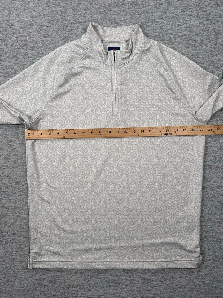 Pulôver masculino Donald Ross cinza médio desempenho floral 1/4 zíper pescoço simulado golfe - Imagem 4 de 4