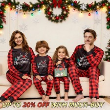 Family Matching Christmas Pyjamas Adult Kids Baby Xmas Nightwear Pajamas Pjs Set
