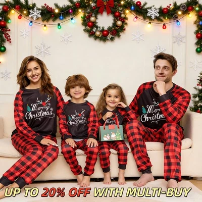 Family Matching Christmas Pyjamas Adult Kids Baby Xmas Nightwear Pajamas Pjs Set
