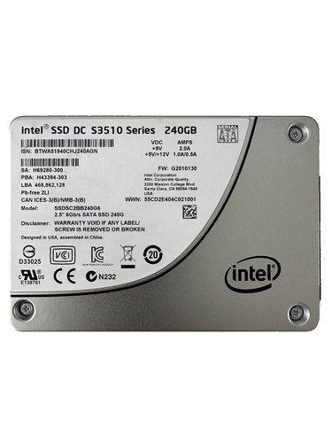 4x - Intel DC S3510 240GB - SSDSC2BB240G6 2,5" SATA III 6Gb/s | Gereinigt & Getestet