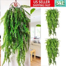 2x Helechos Artificiales Ratán Falso Planta Colgante Enredadera Interior/Exterior Resistente a los UV Decoración