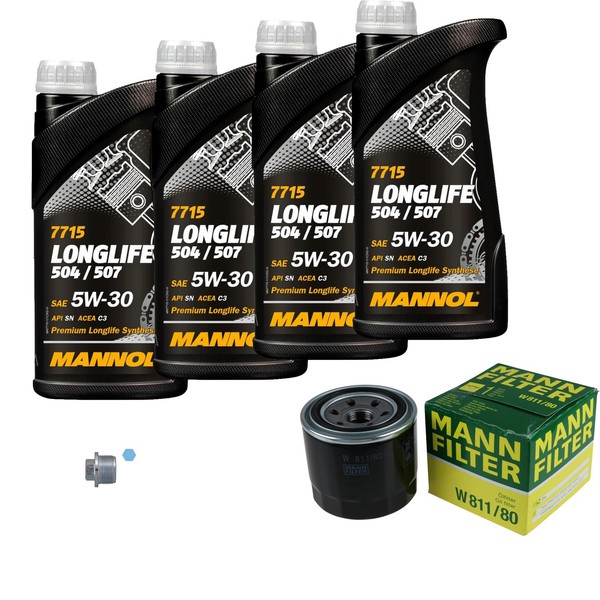 MANN-FILTER Inspektionspaket Mannol 4L Longlife 5W-30 FüR Mitsubishi Grandis-image
