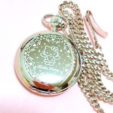Hello Kitty Pocket Watch Silver Near Mint Operation confirmed