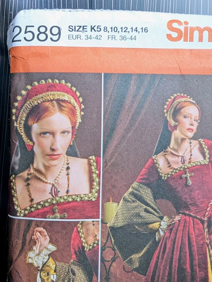 Elizabethan Tudor Renaissance Dress Costume Pattern Simplicity 2589 Sz 8-16 LARP - Image 3 of 4