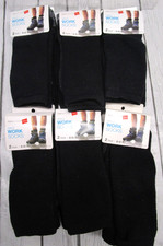 12 Pairs Black Crew Hanes Men  s Work Socks Size 6-12 Stylessentials New