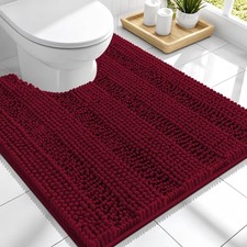 Toilet Rugs U-Shaped 24x20, Extra Soft 24" x 20" Contour Rug Burgundy