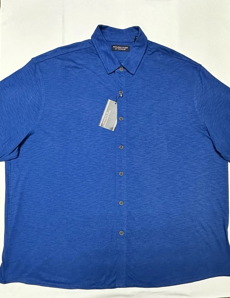 Roundtree Yorke Shirt Polo Medium Pullover Men Cotton Blend Jersey Blue New - Image 2 of 4