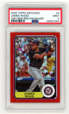 2025 Topps Archives James Wood 1987 B&B Red Foilboard /25 RC PSA 9 Color Match
