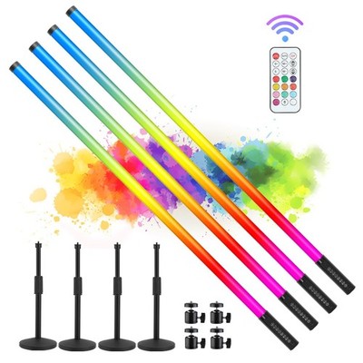 4Pack 5000mAh Battery Powered 4ft RGB led Tube dj Light bar with Stand Colore...
