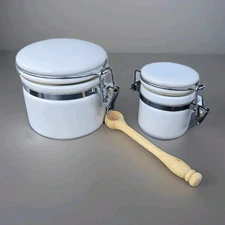 OGGI White Canister Set - 2 Piece With Spoon -  2.5" and 3"