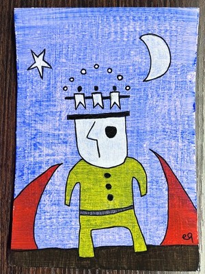 e9Art 5x7 'something danced in his head, but he wasn't quite sure what' art brut