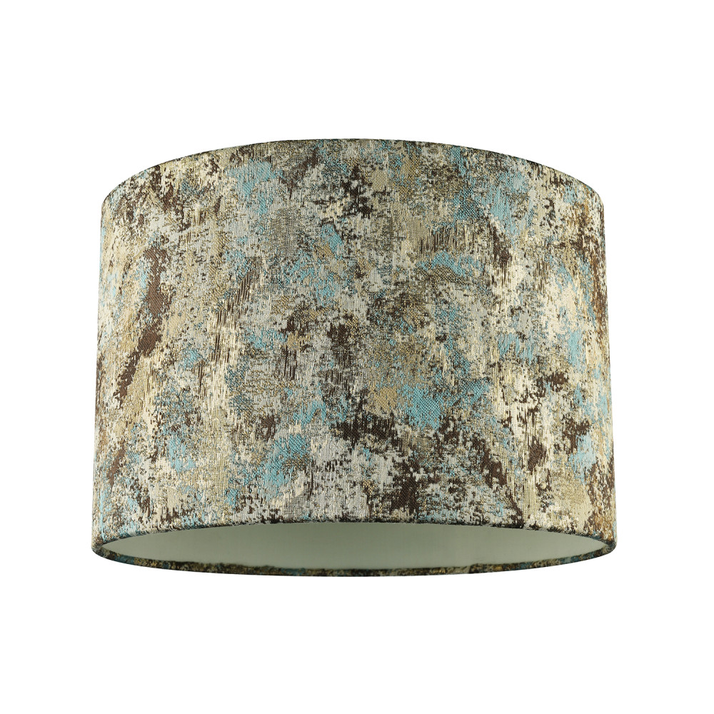 Graphic Designer Round Drum Lamp Shade in Teal Cream and Taupe Colours by Hap...