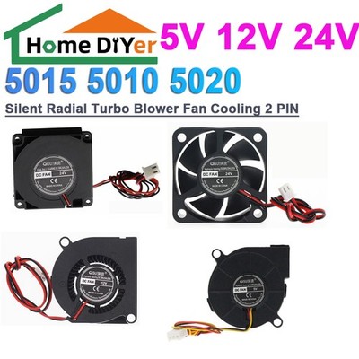 5015 5010 5020 DC 5V 12V 24V Silent Radial Turbo Blower Fan Cooling 2 PIN