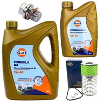 MotoröL Filter Set Gulf Formula GX 5W-40 6 Liter + Schraube FüR Mercedes 190