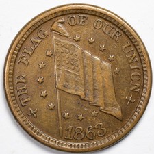 1863 The Flag Of Our Union / Dix Shoot Him On The Spot Civil War Token CWT