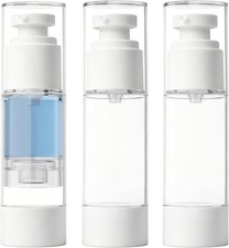 1OZ/30ML Airless Pump Bottles, 3 Pack Lotion Dispenser Travel Size Pump Bottles,
