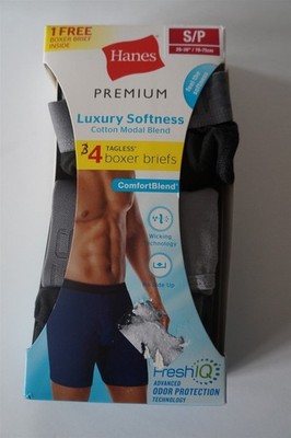 Hanes Premium Men's size S (28-30) Boxer Briefs 4 pack Wicking Fresh IQ