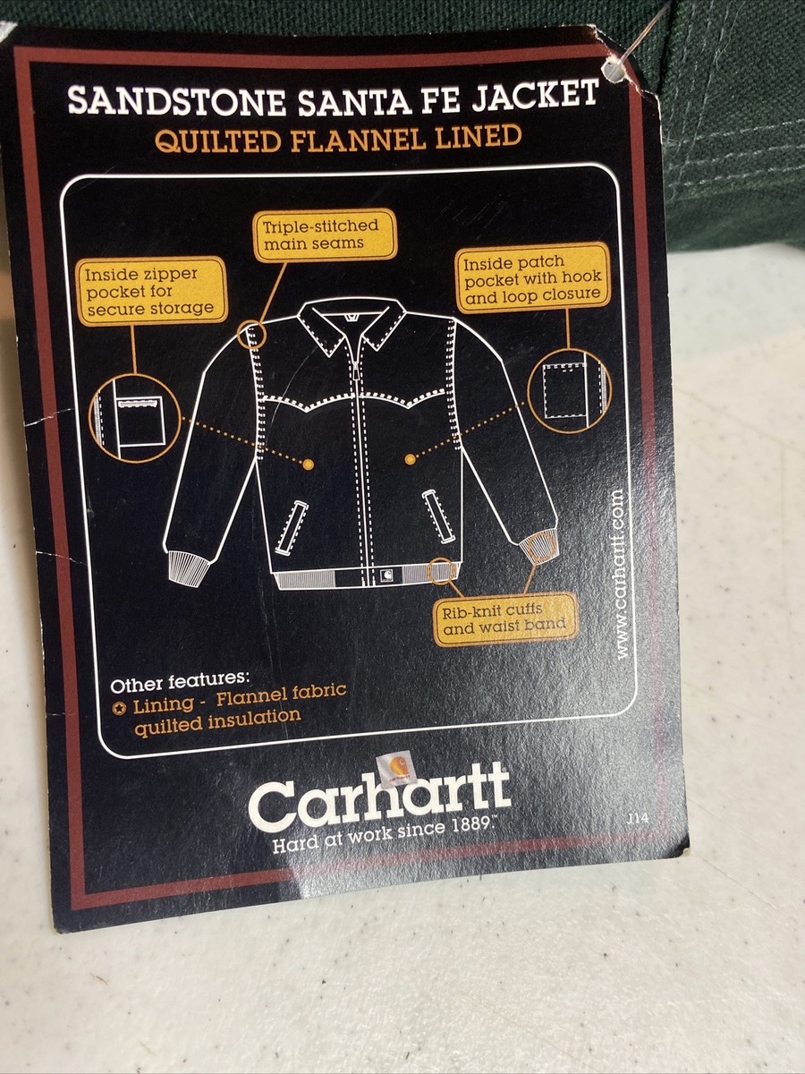 Vtg Carhartt Santa Fe Jacket Green XL Quilted Flannel Lined Vtg Carhartt Santa Fe Jacket Green XL Quilted Flannel Lined