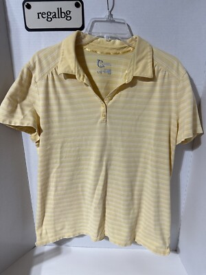 CLASSIC ELEMENTS WOMEN'S PULLOVER POLO TYPE YELLOW ,White Striped  SHIRT SZ: XL