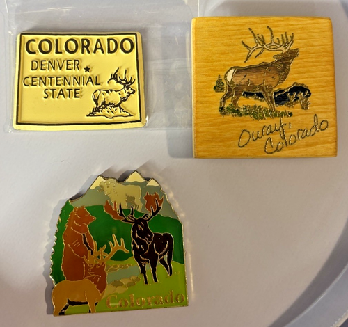 Lot of 3 Magnets - State of Colorado with Elk & a Bear Fridge Magnet Set - Picture 8 of 9