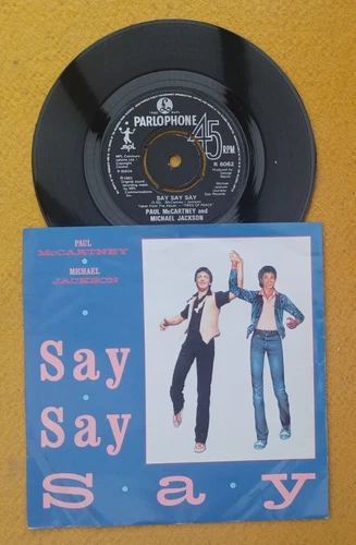 PAUL McCARTNEY " SAY SAY SAY "SUPER ORIG PAPER LABEL UK 45 PIC SLEEVE M. JACKSON