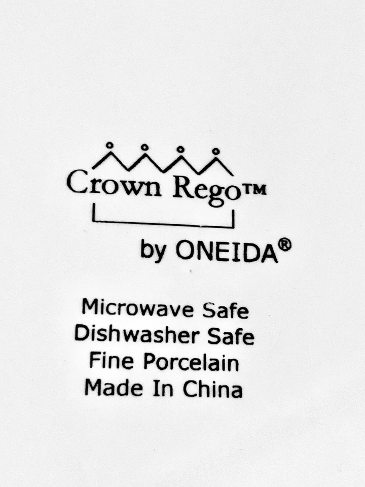 4 PLATOS DE CENA / ONEIDA Electrodoméstico Corona Rego porcelana fina / BLANCO negro Foto 4 de 4