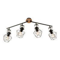 Deckenlampe Strahlerleiste Holz Spot Metall Rustikal Schwenkbar Vintage Cage