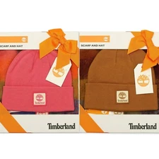 Timberland Logo Detail Multi-Check Scarf & Beanie Boxed Gift Set (Choose Color)