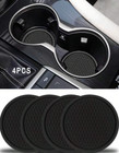 4Pcs Black Car Cup Coasters with Embedded Ornaments, Universal Non-Slip-New