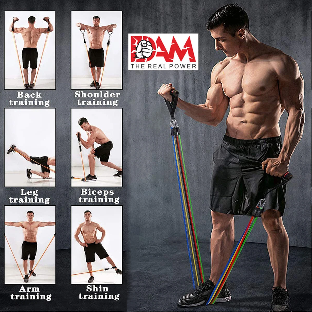 Resistance Band Handle Heavy Duty Cable Machine Attachment Tricep Bicep Rope Gym