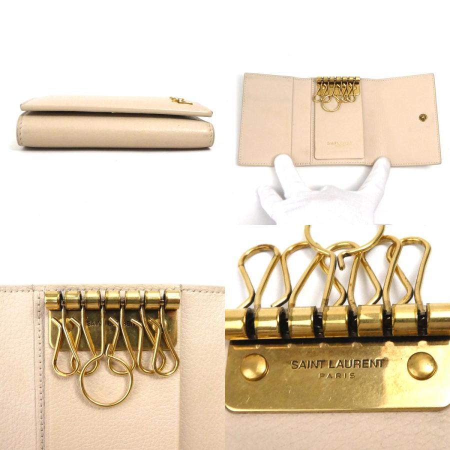 Saint Laurent Authentic Key Case Leather Light Beige Italy