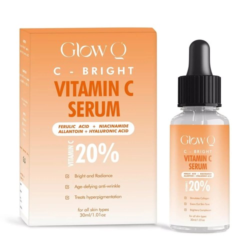 GLOW Q Vitamin C Face Serum- 20% Vitamin C Serum for Face with Niacinamide - 第 1/6 張圖片