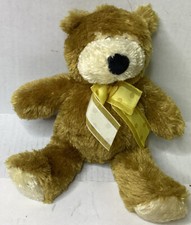 Melissa Doug Baby Ferguson Brown Bear Plush 9" H Gold Bow Black Nose