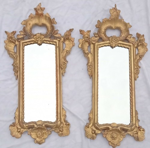 COPPIA cornici settecentesche in legno intagliato e dorato cm 77x39 epoca '700 - 第 1/12 張圖片
