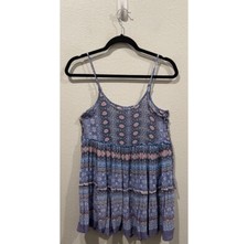ECOTE Beach Trapeze Boho Strappy Oversized Loose Mini Dress Size XS