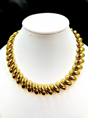 STRIKING NAPIER PAT. PEND GLOSSY GOLDTONE FINISH CHAIN LINK COLLAR NECKLACE